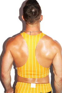 Shooting Star Stripe Crop Racerback Tank- Yellow