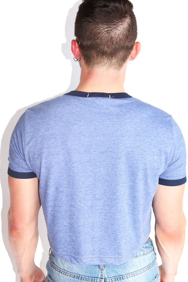 Room For Dessert Ringer Crop Tee- Blue