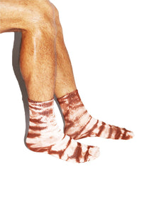 Rustic Tye Dye Quarter Length Socks- Brown