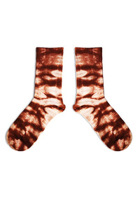 Rustic Tye Dye Quarter Length Socks- Brown