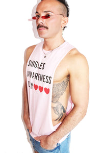 Singles Awarness Low Arm Shredder Tank-Pink