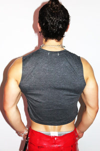 Suck Me Dry Crop Tank- Dark Charcoal
