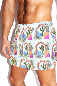 Marfa All Over Print Active Shorts- Sky Blue