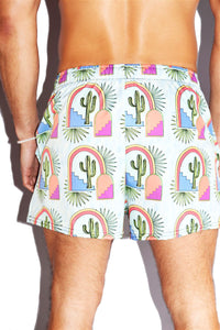 Marfa All Over Print Active Shorts- Sky Blue