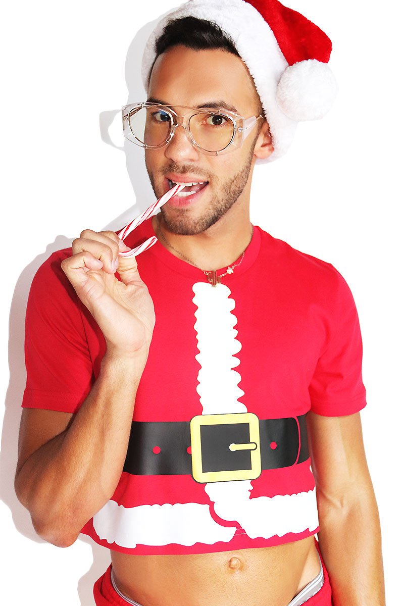 Santa Crop Tee- Red