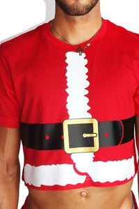 Santa Crop Tee- Red