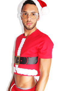 Santa Crop Tee- Red