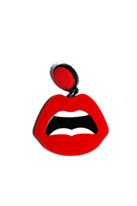 Sass Mouth Single Earring-Red