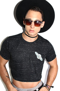 Rings of Saturn Crop Tee-Black Marble