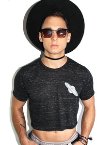 Rings of Saturn Crop Tee-Black Marble