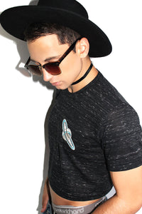 Rings of Saturn Crop Tee-Black Marble