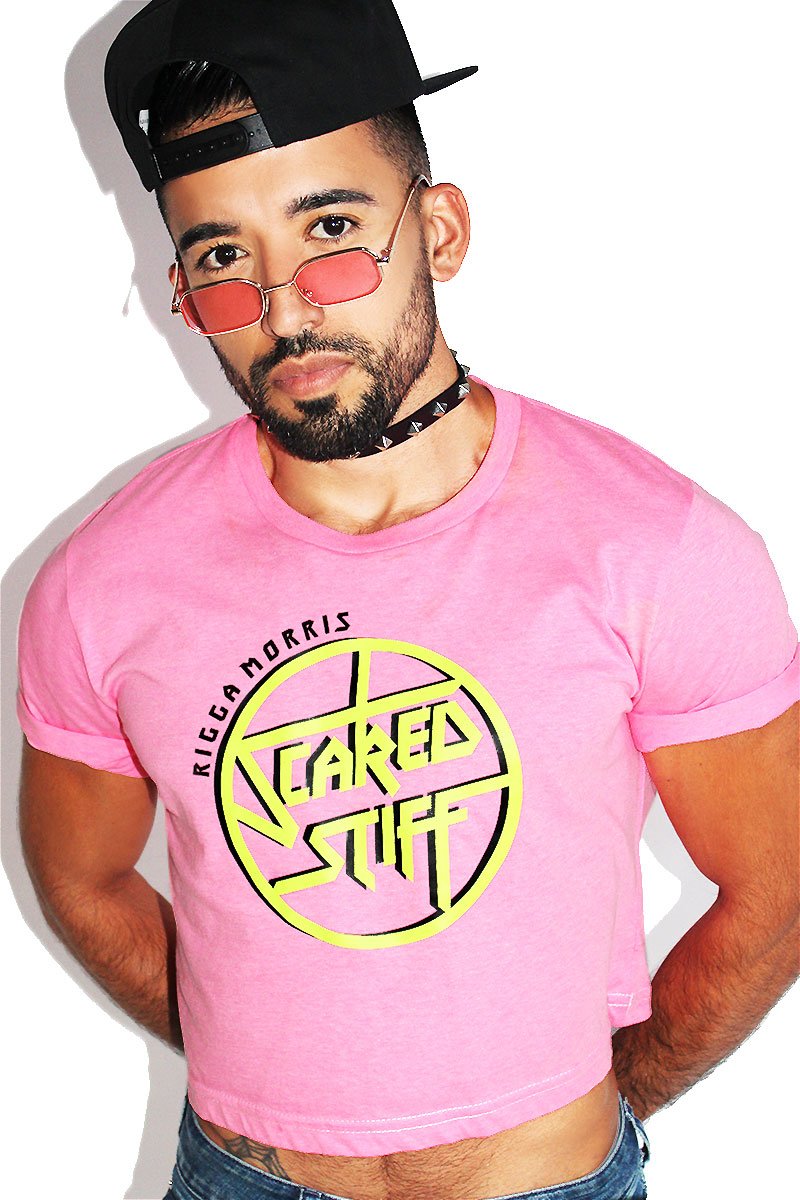 Scared Stiff Crop Tee-Neon Pink