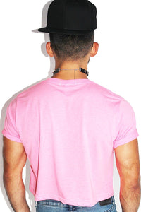 Scared Stiff Crop Tee-Neon Pink