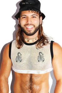 Scorpion Mesh Extreme Crop Tank- White