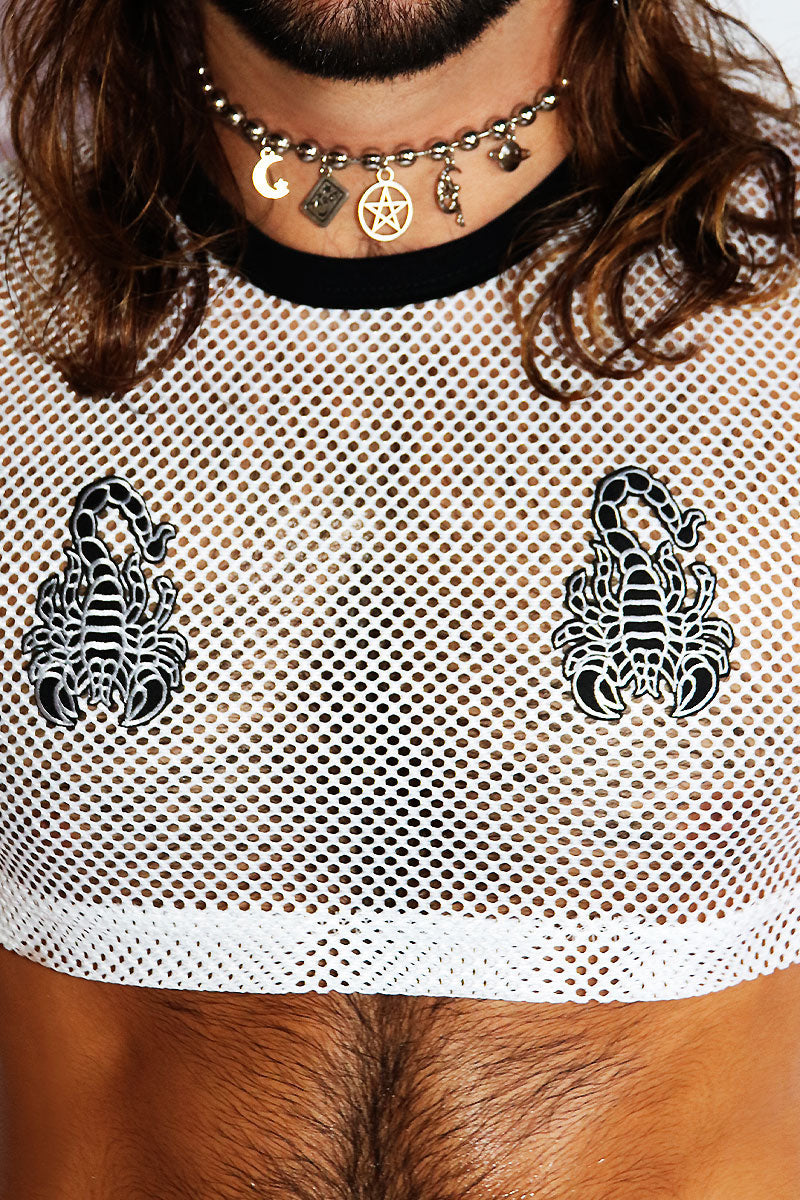 Scorpion Mesh Extreme Crop Tank- White