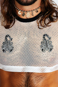 Scorpion Mesh Extreme Crop Tank- White