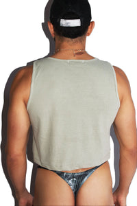 Turtle Surfer Crop Racerback Tank- Tan