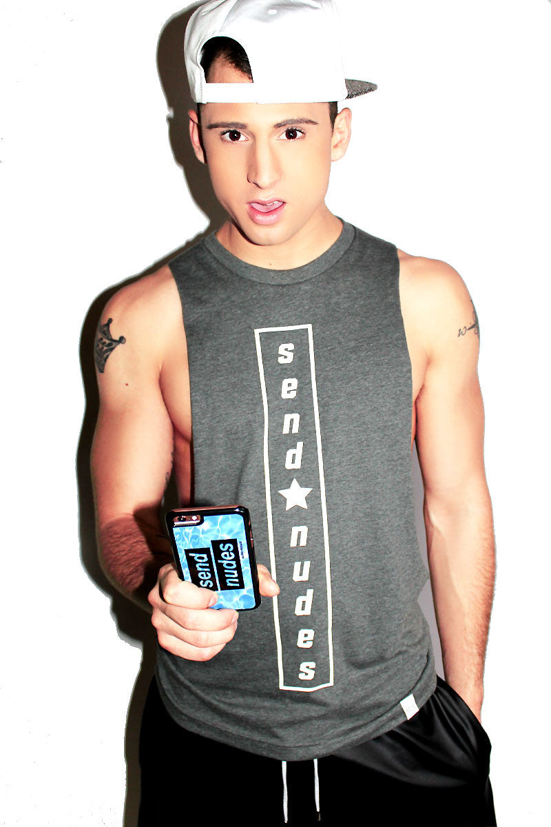 Send Nudes Low Arm Shredder Tank- Light Charcoal