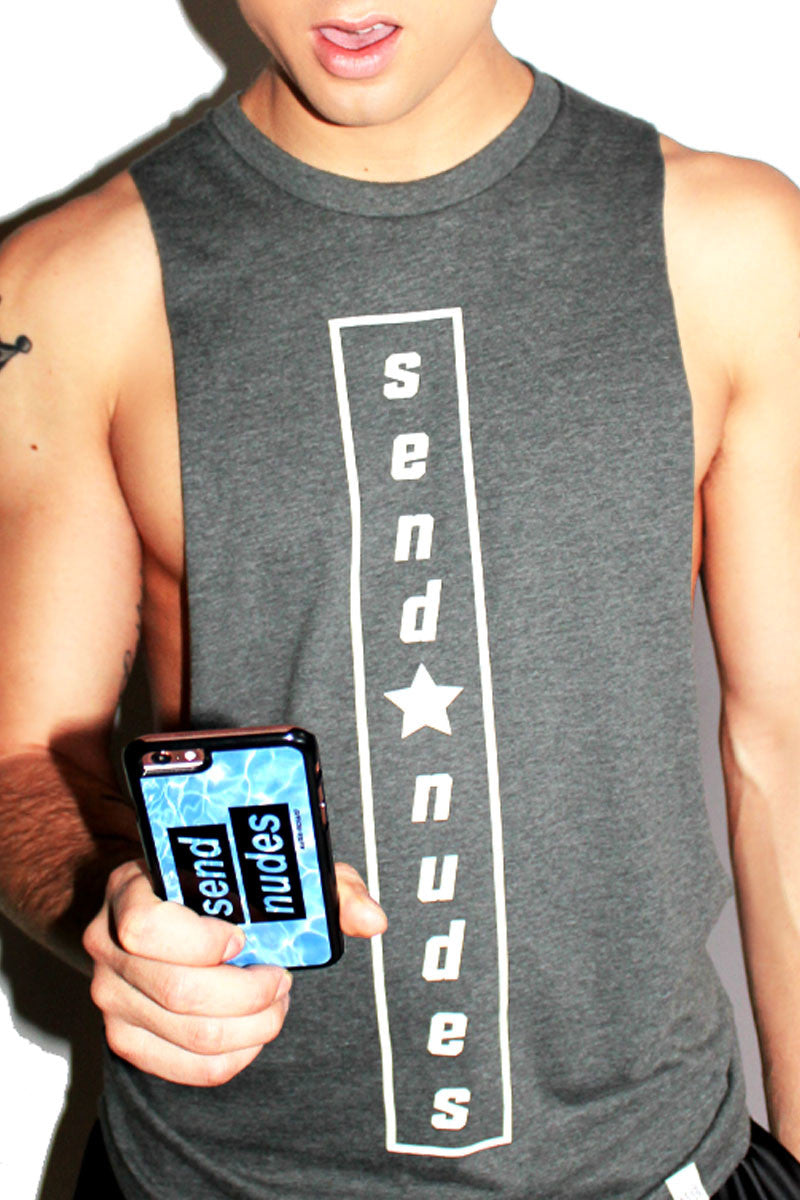 Send Nudes Low Arm Shredder Tank- Light Charcoal