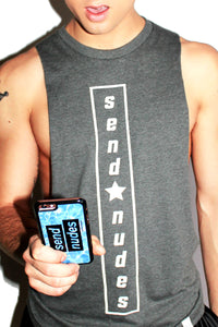 Send Nudes Low Arm Shredder Tank- Light Charcoal