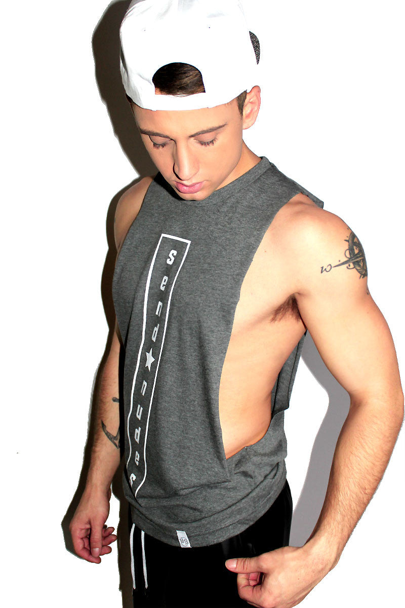 Send Nudes Low Arm Shredder Tank- Light Charcoal