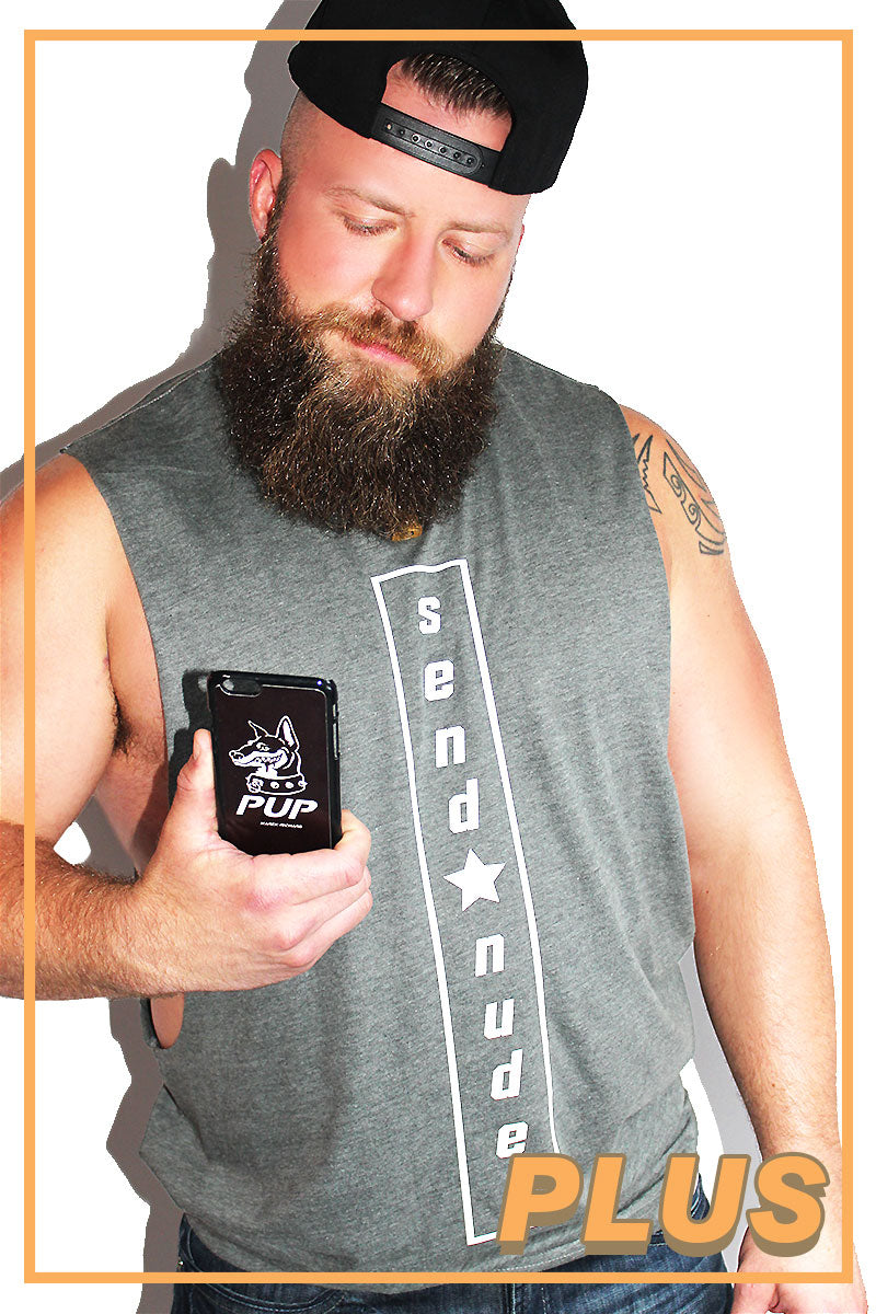 PLUS: Send Nudes Low Arm Shredder Tank- Light Charcoal