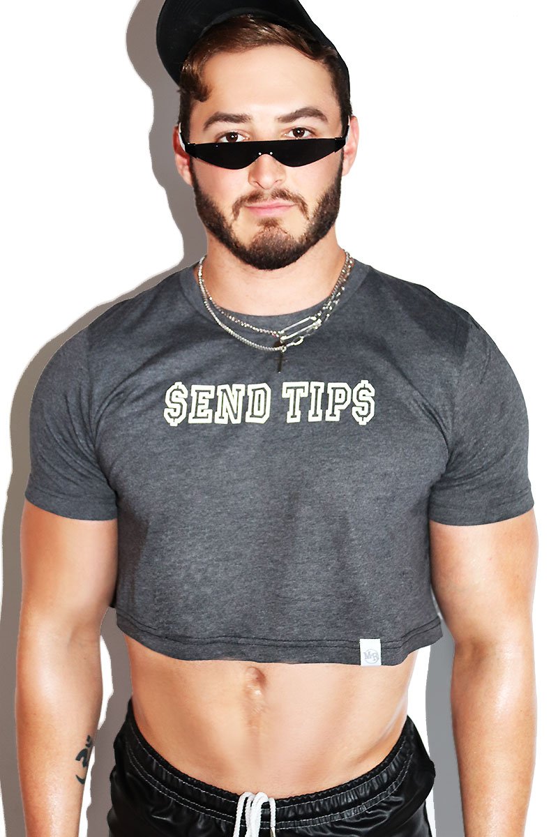 Send Tips Crop Tee- Dark Charcoal