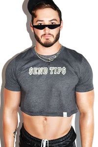 Send Tips Crop Tee- Dark Charcoal