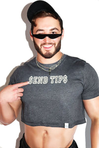 Send Tips Crop Tee- Dark Charcoal