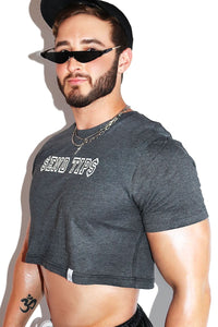Send Tips Crop Tee- Dark Charcoal