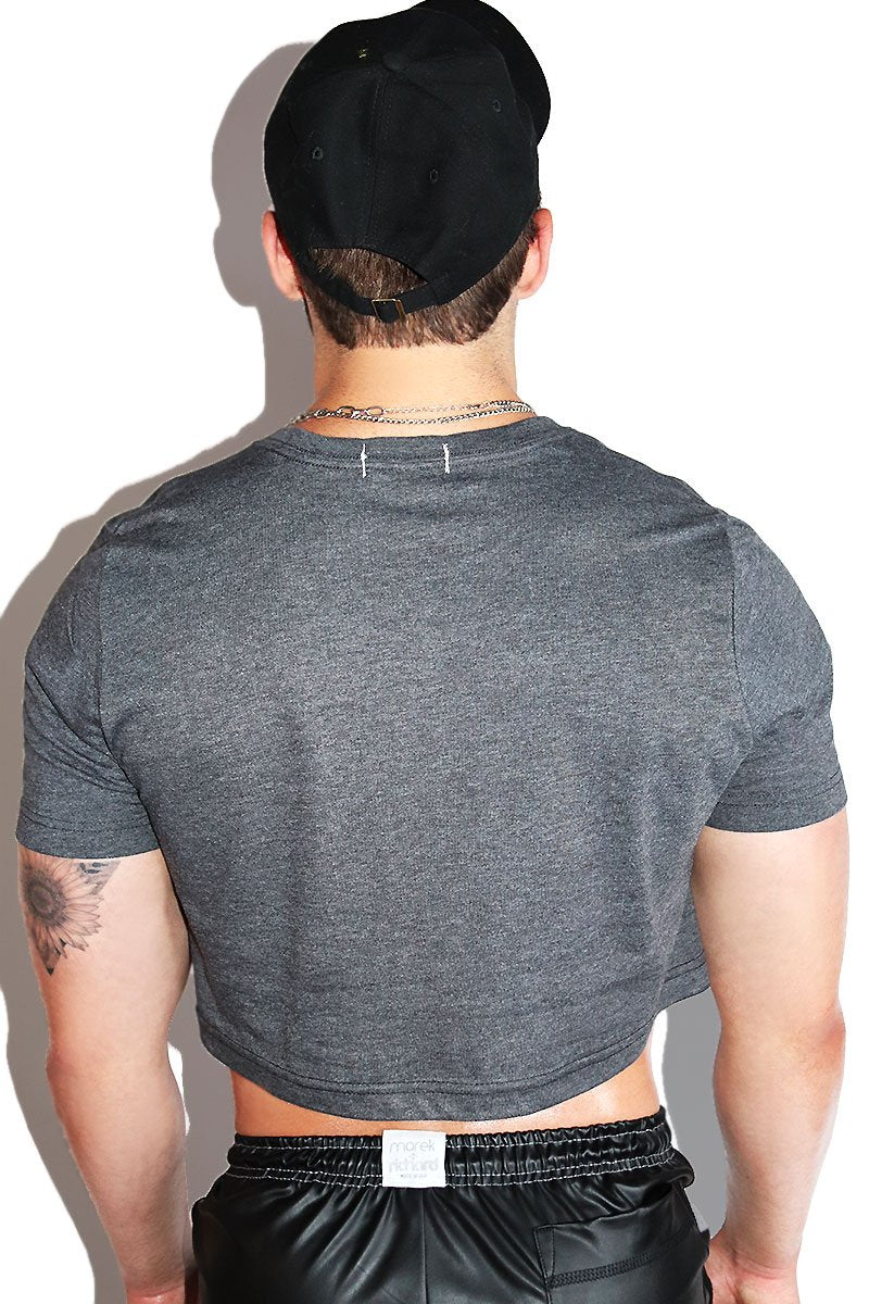 Send Tips Crop Tee- Dark Charcoal