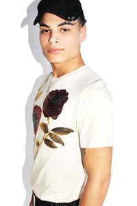 Sequin Roses Tee-Cream