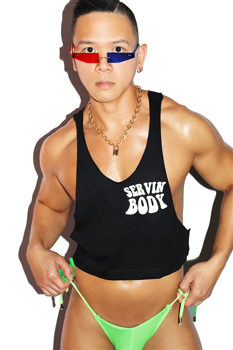 Serving Body Crop String Tank- Black