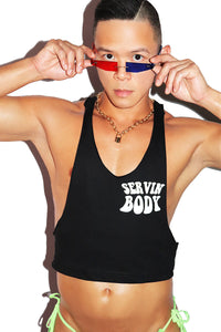 Serving Body Crop String Tank- Black