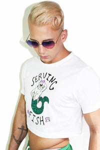 Serving Fish Crop Tee- White
