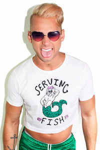 Serving Fish Crop Tee- White