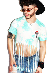 Mushroom Fringe Tee-Teal