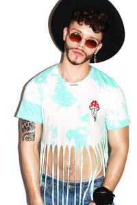 Mushroom Fringe Tee-Teal