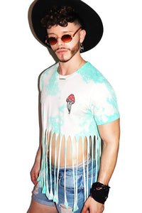Mushroom Fringe Tee-Teal
