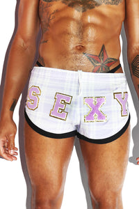 Sexy Plaid Shorty Running Shorts- Purple