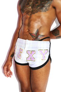Sexy Plaid Shorty Running Shorts- Purple