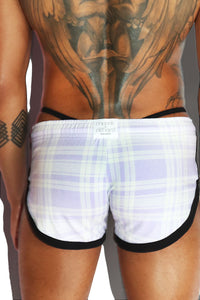 Sexy Plaid Shorty Running Shorts- Purple