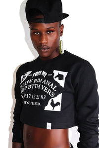 Sexy Spirit Board Long Sleeve Crop Sweatshirt-Black