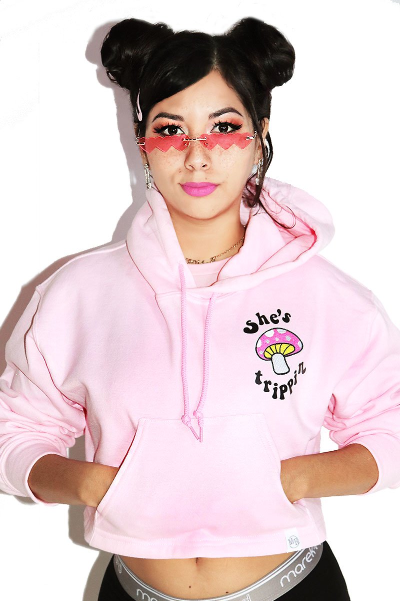 Trippin Unisex Crop Hoodie-Pink