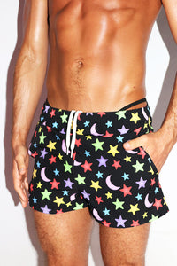 Glow Galaxy All Over Active Shorts- Black