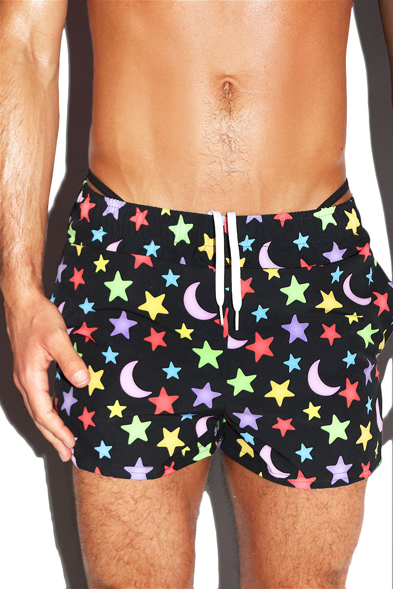 Glow Galaxy All Over Active Shorts- Black
