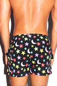 Glow Galaxy All Over Active Shorts- Black