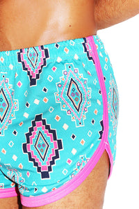 Painted Rocks Running Shorts- Blue
