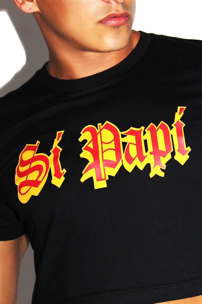 Si Papi Crop Tee- Black