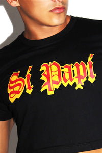 Si Papi Crop Tee- Black